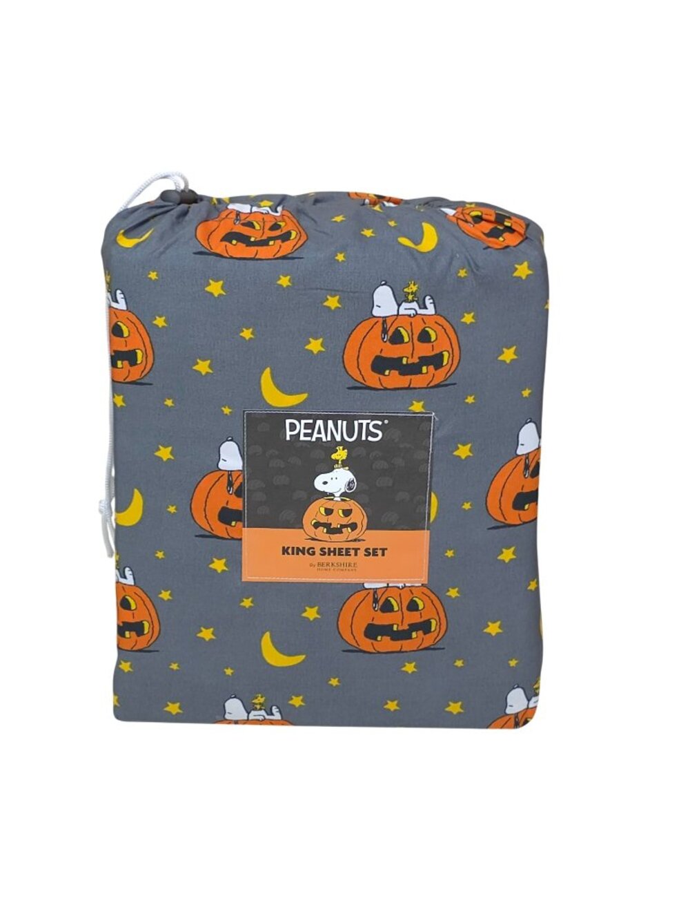 Peanuts Snoopy Halloween King Sheet Set With Pumpkins & Stars by Berkshire